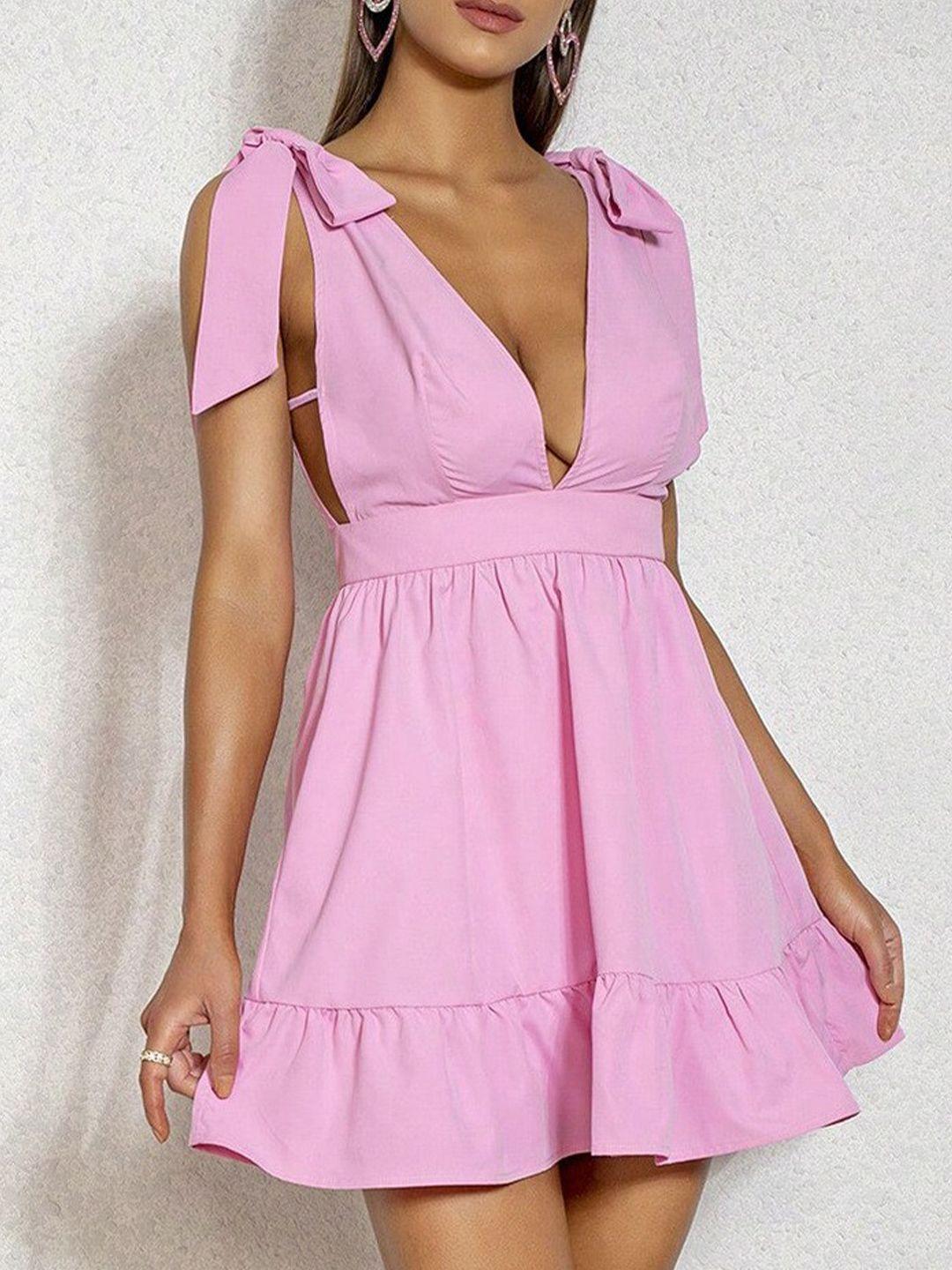 stylecast pink v-neck fit & flare mini dress