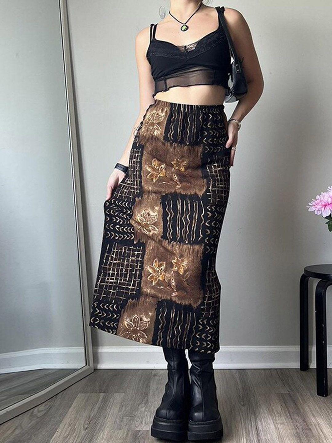 stylecast printed a-line maxi skirt