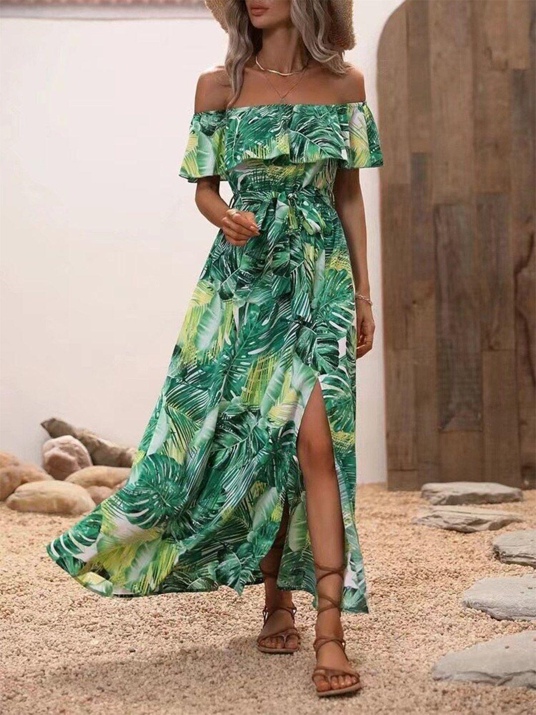 stylecast printed short sleeves off-shoulder dress