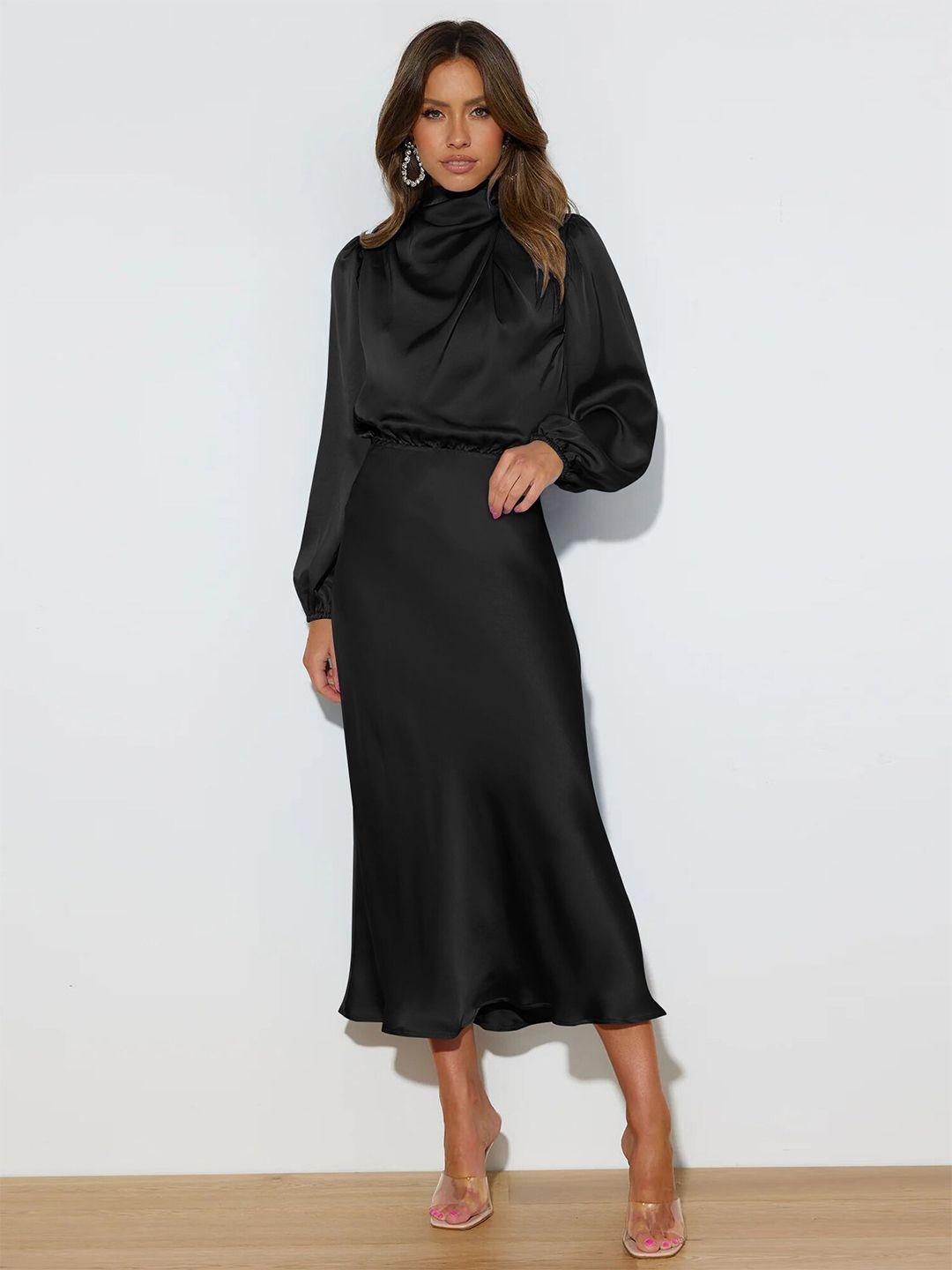 stylecast puff sleeves high neck midi sheath dress