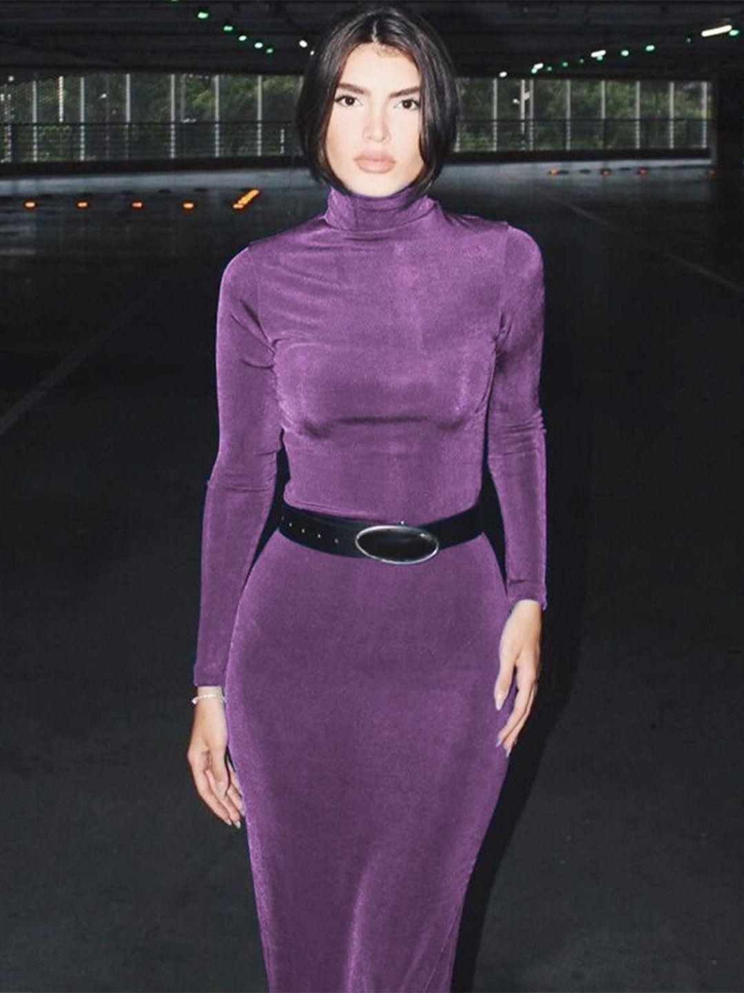 stylecast purple high neck sheath dress