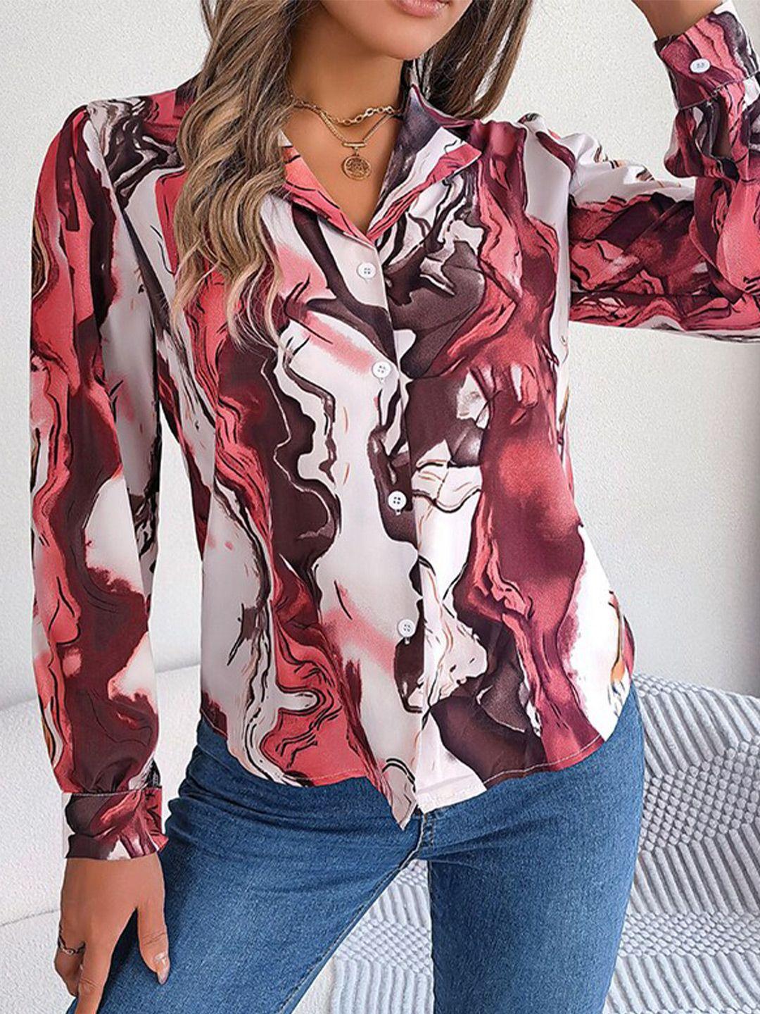 stylecast red & white abstract printed casual shirt