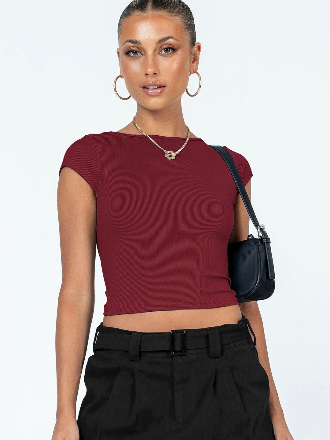 stylecast red fitted styled back crop top