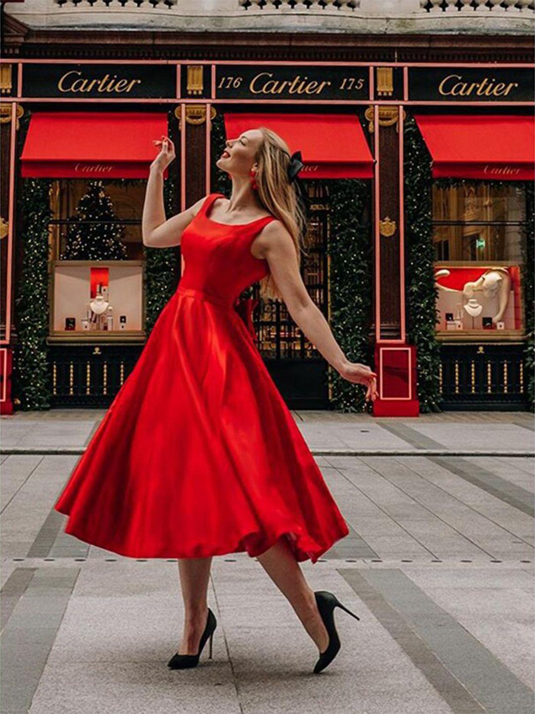 stylecast red midi dress