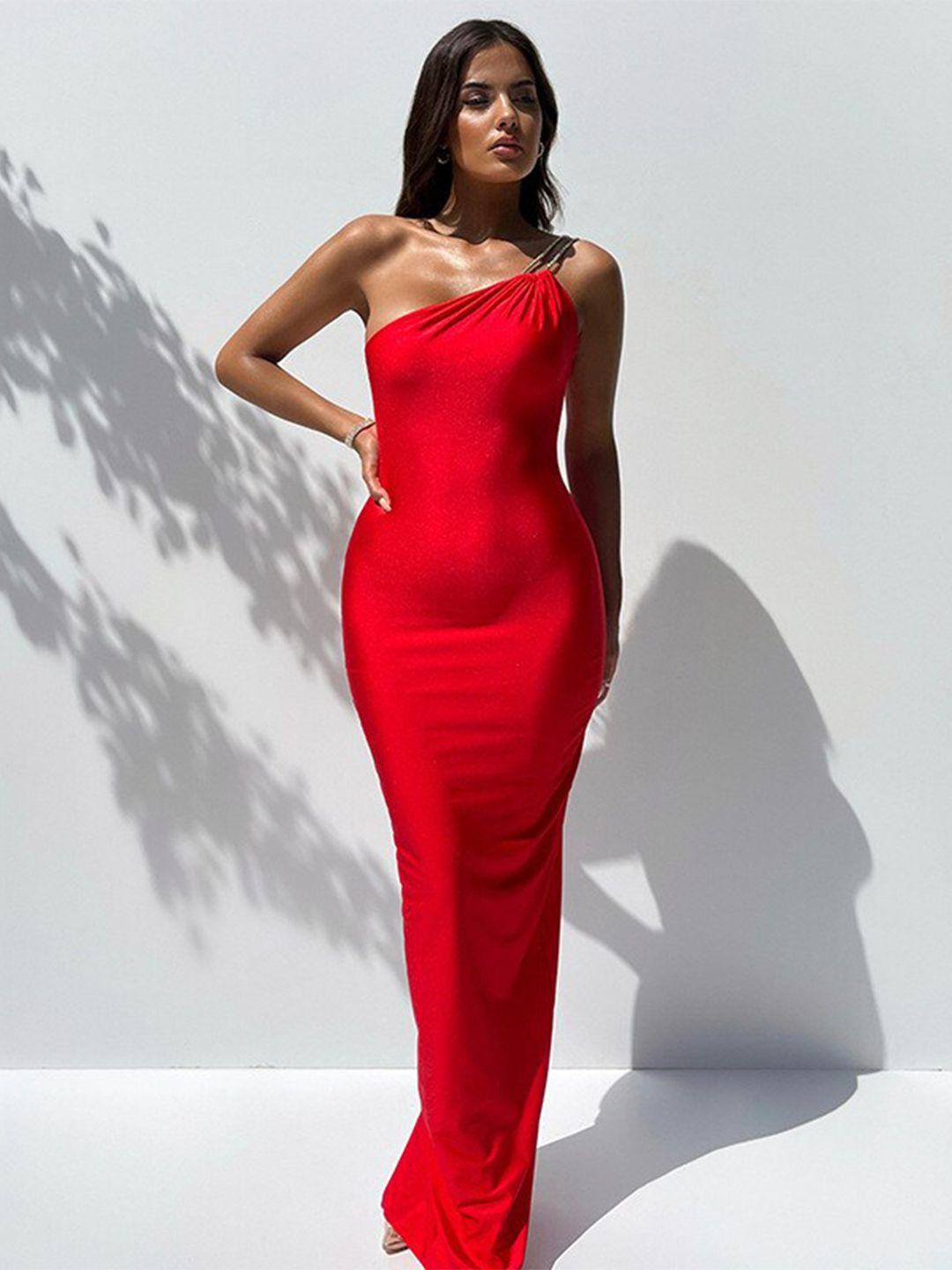 stylecast red one shoulder maxi dress
