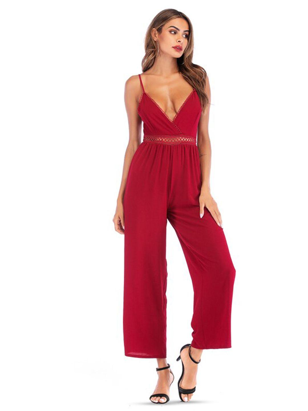 stylecast red shoulder straps basic jumpsuit