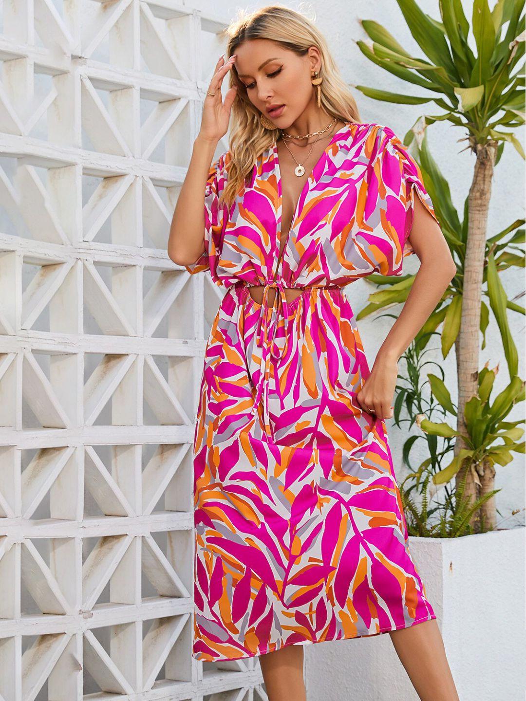 stylecast rose floral printed a-line midi dress