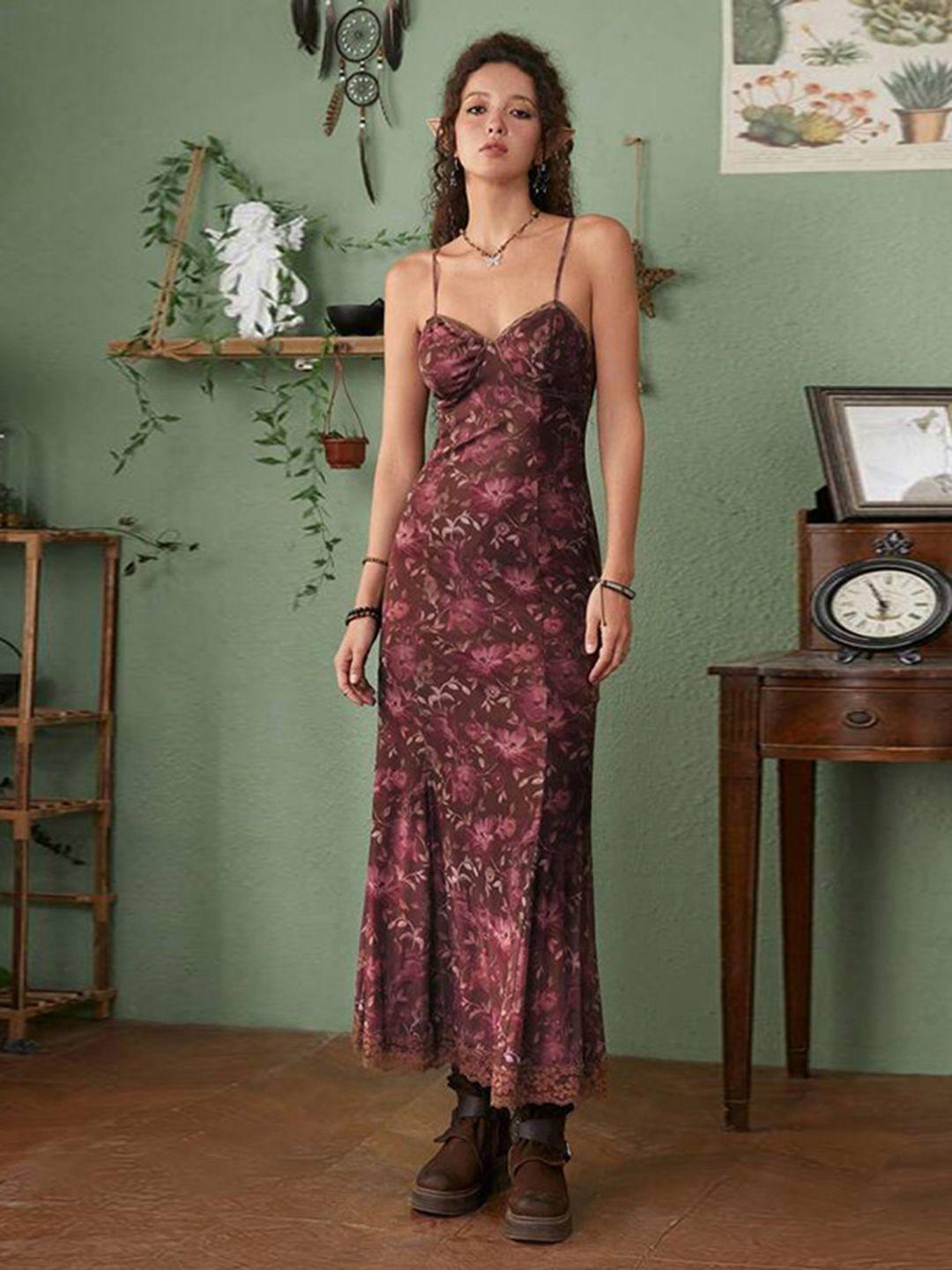 stylecast shoulder straps floral print maxi dress