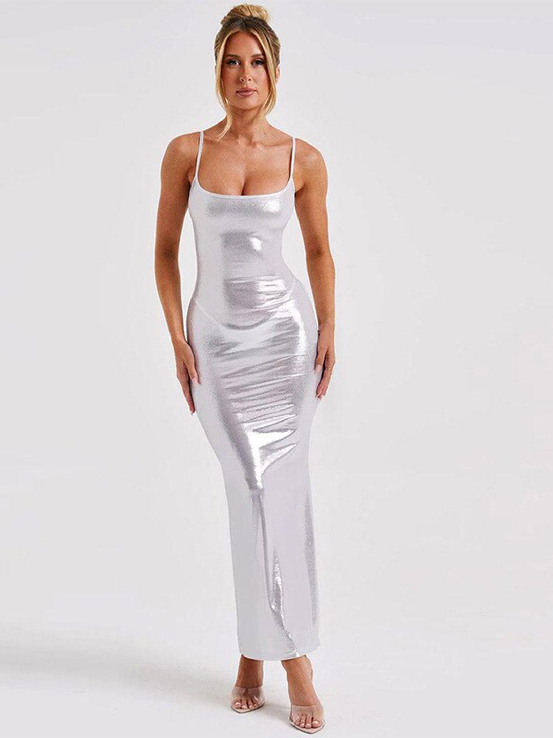 stylecast silver-toned bodycon maxi dress