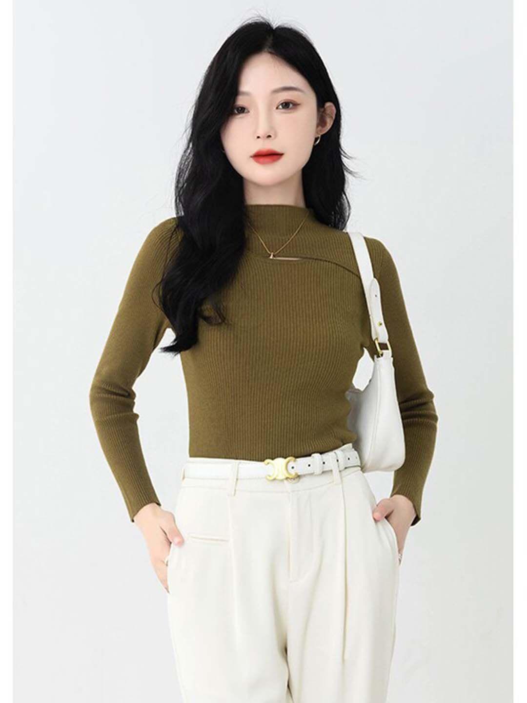 stylecast solid round neck pullover