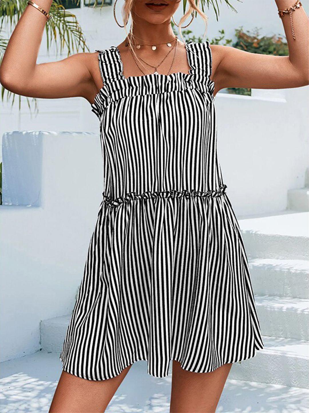 stylecast striped ruffled a-line dress