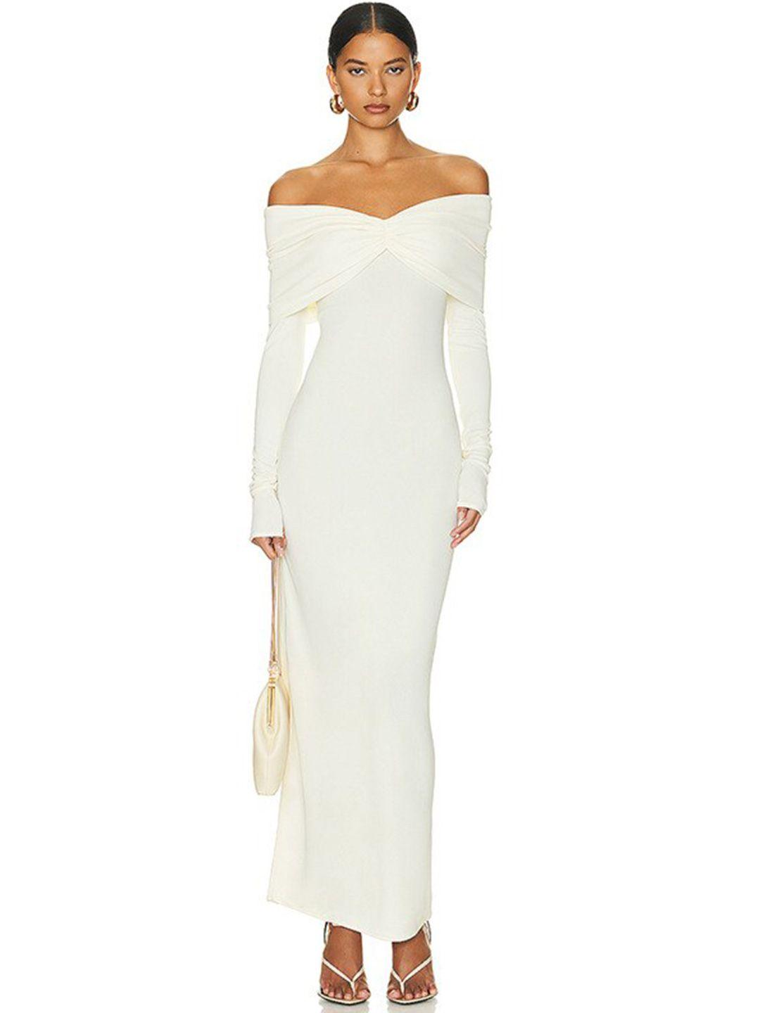 stylecast white & alabaster off-shoulder maxi dress