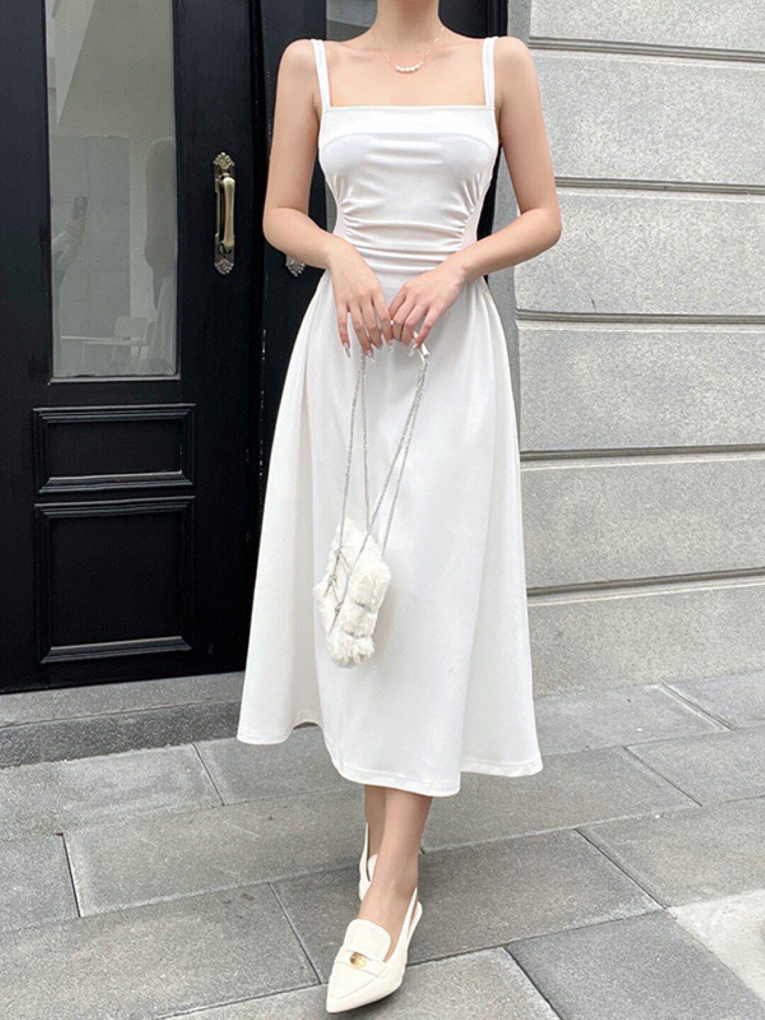 stylecast white fit & flare midi dress