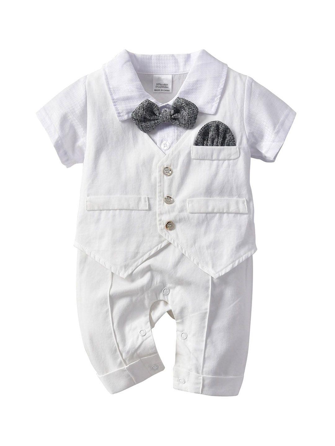 stylecast white infant boys shirt collar short sleeves pure cotton rompers