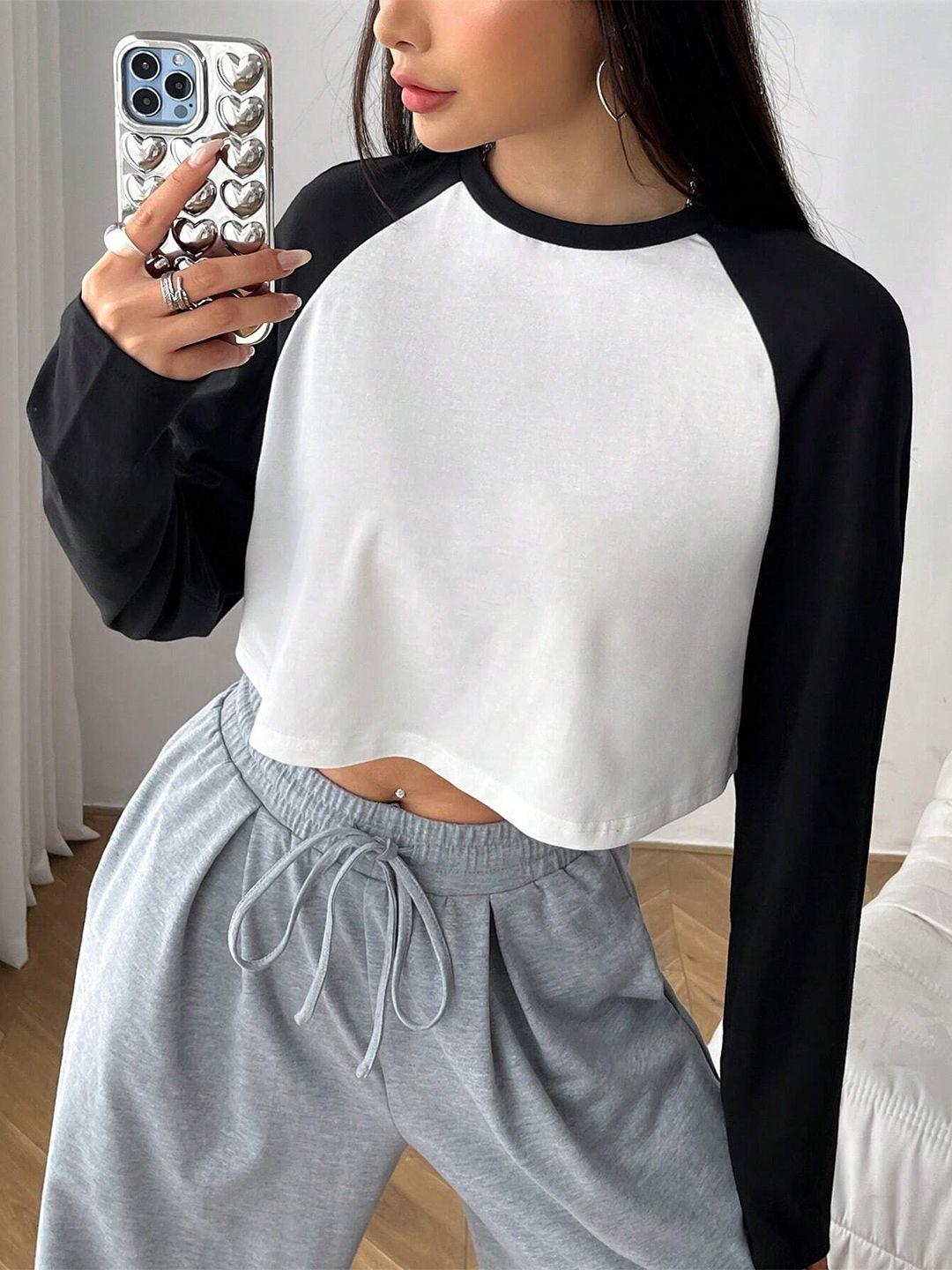 stylecast white round neck boxy crop top