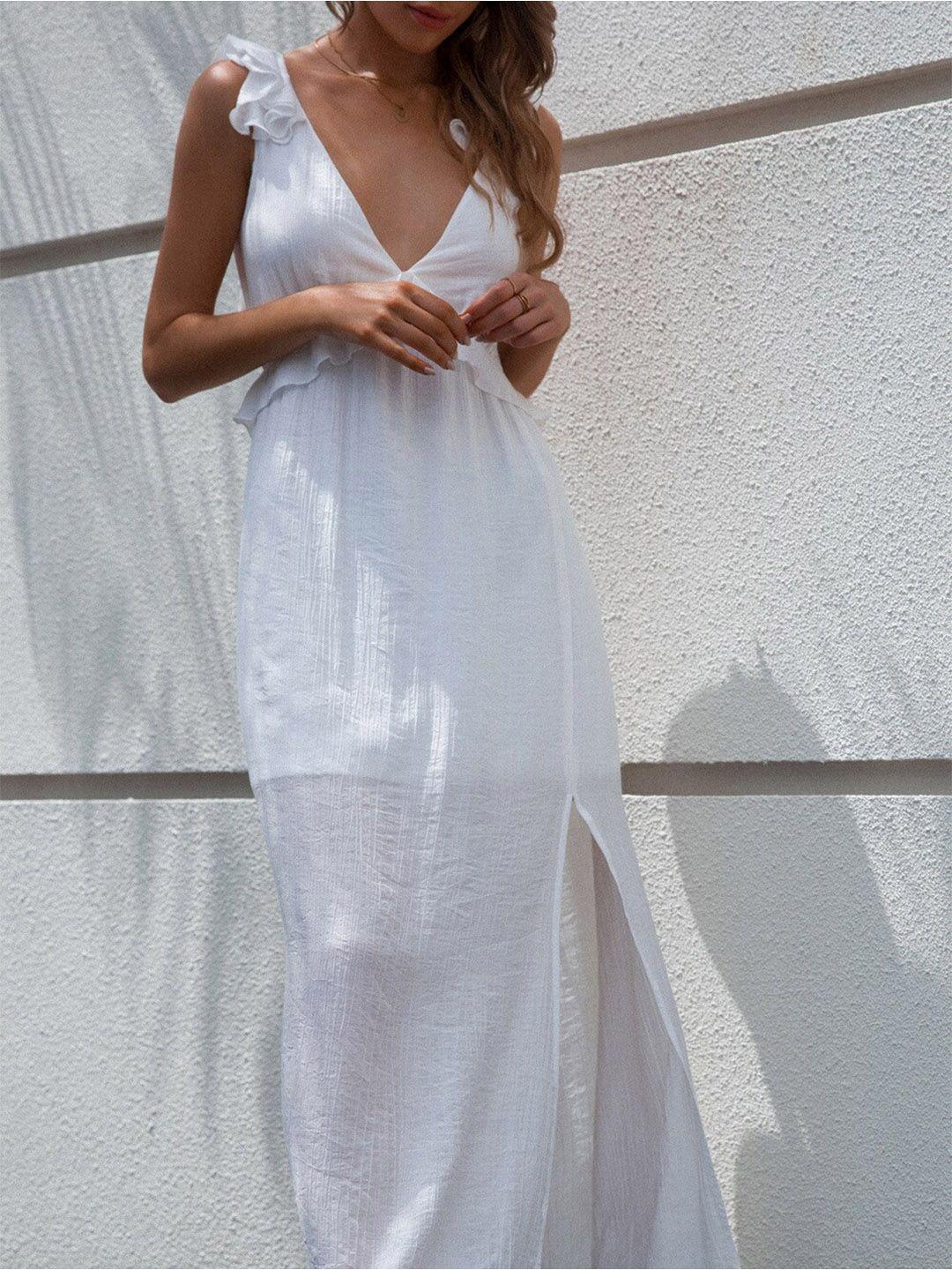 stylecast white v-neck sleeveless maxi dress