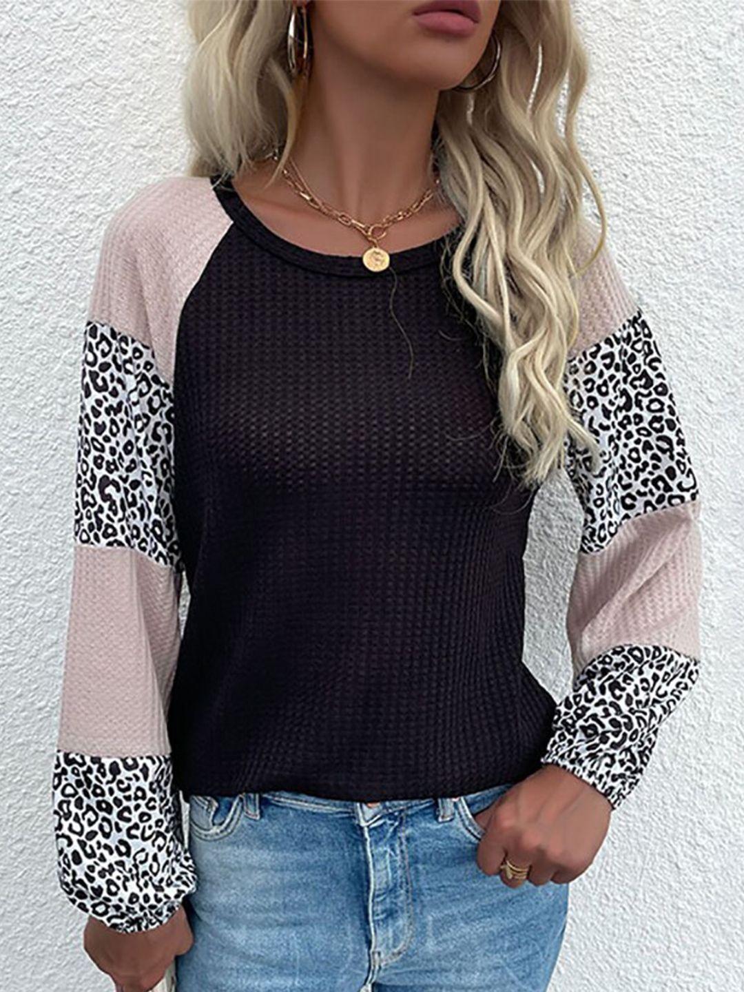 stylecast women black & pink colourblocked colourblocked pullover