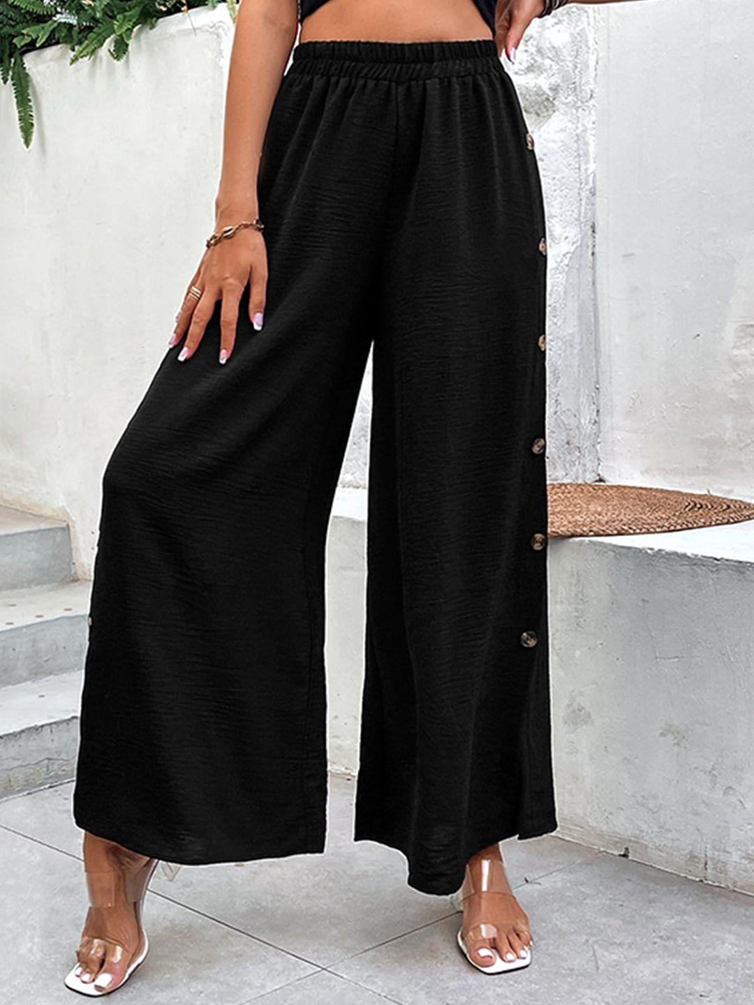 stylecast women black flared high-rise parallel trousers