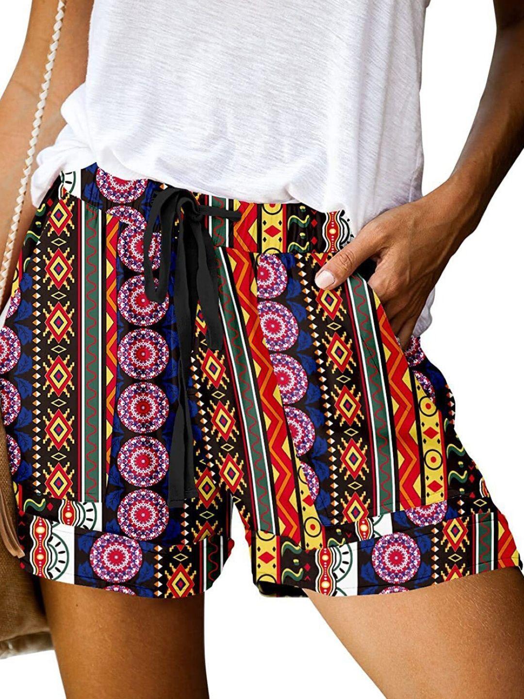 stylecast women black geometric printed above knee shorts