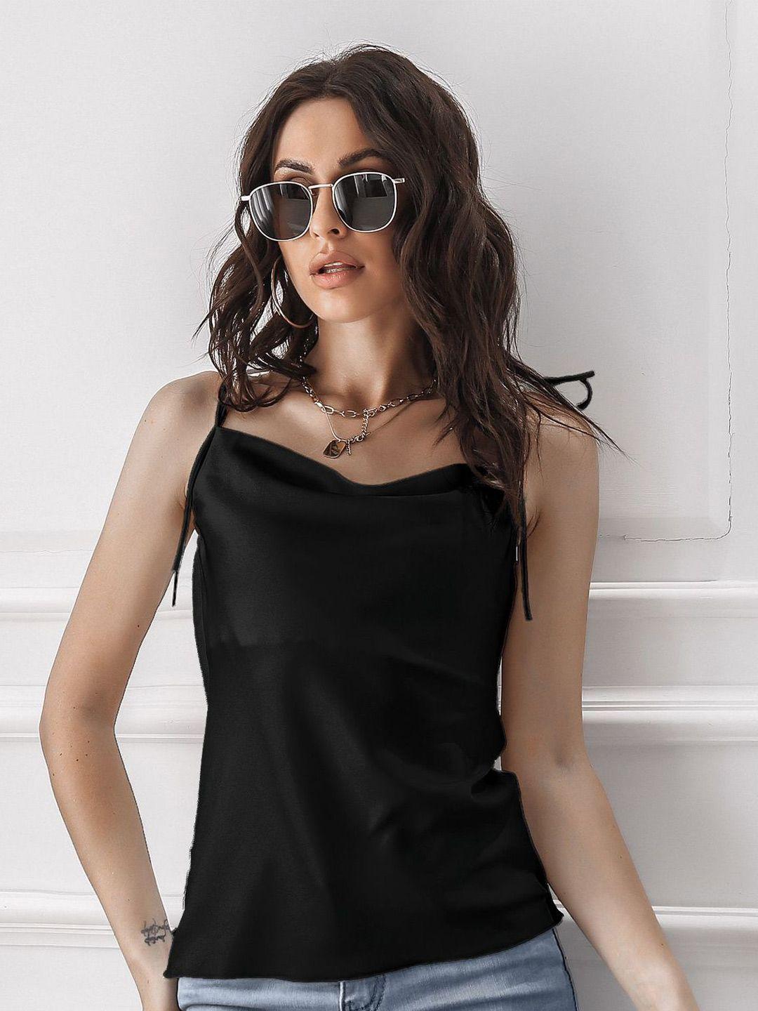 stylecast women black solid shoulder straps top