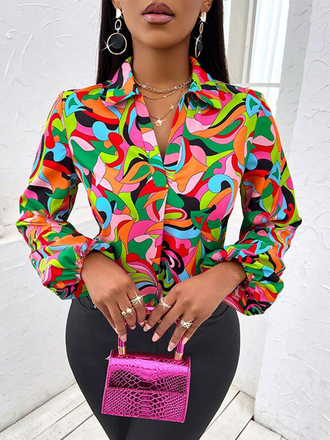 stylecast women fuchsia opaque printed casual shirt