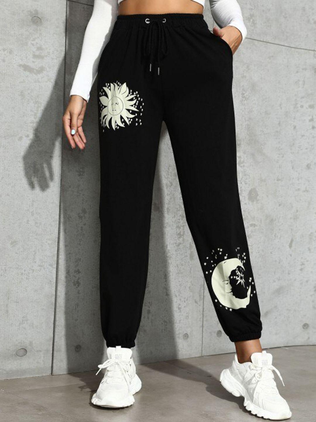 stylecast women graphic printed high-rise joggers