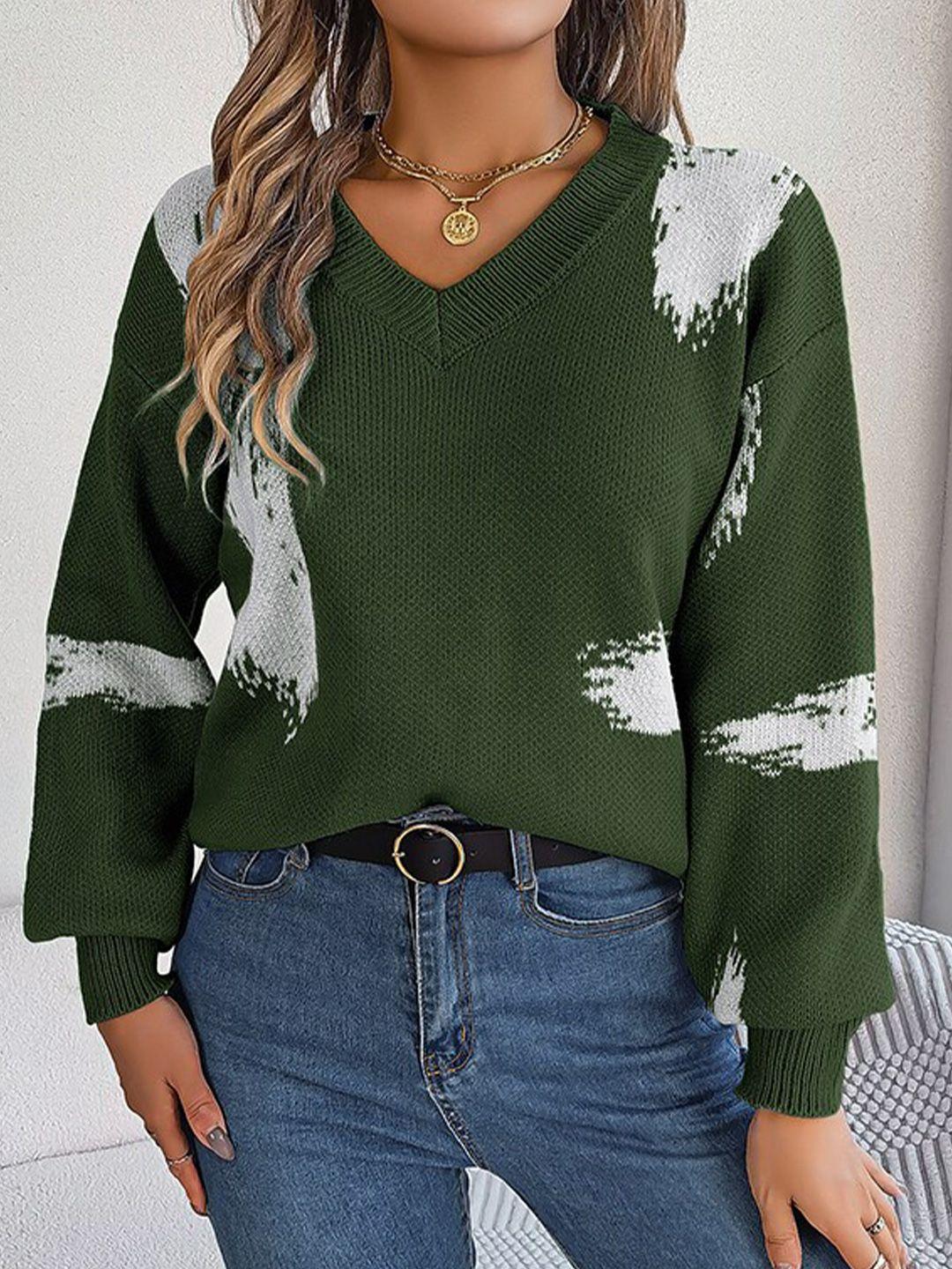 stylecast women green printed pullover