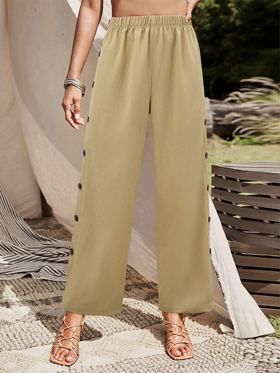 stylecast women khaki high-rise easy wash trousers