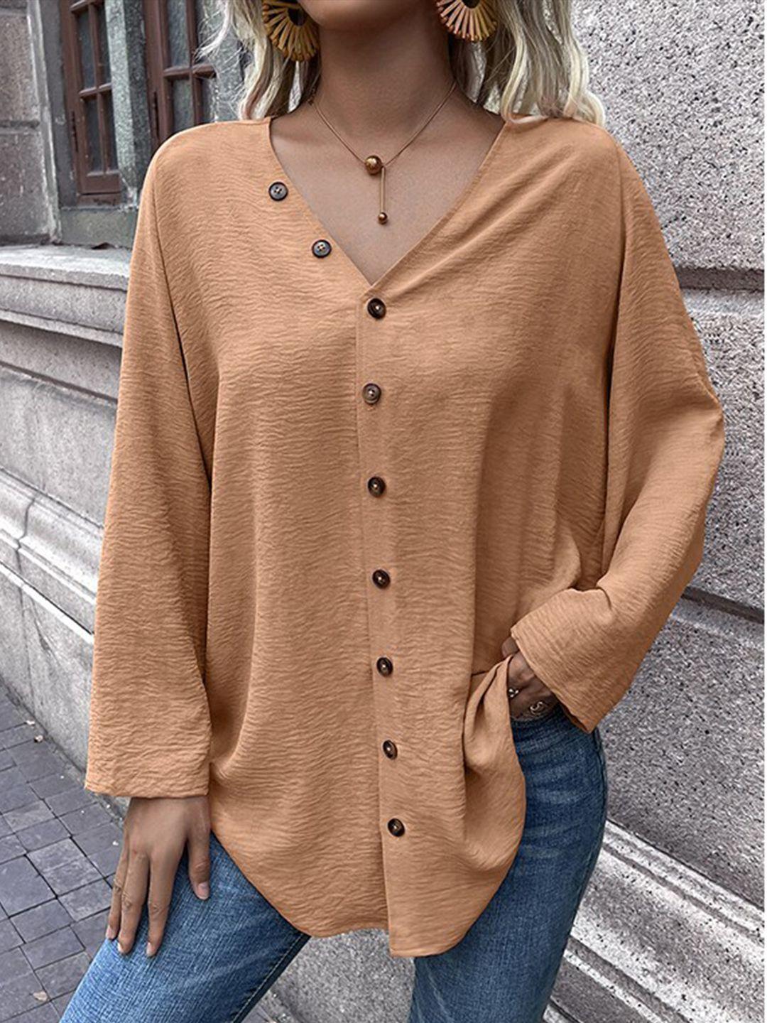 stylecast women khaki opaque casual shirt
