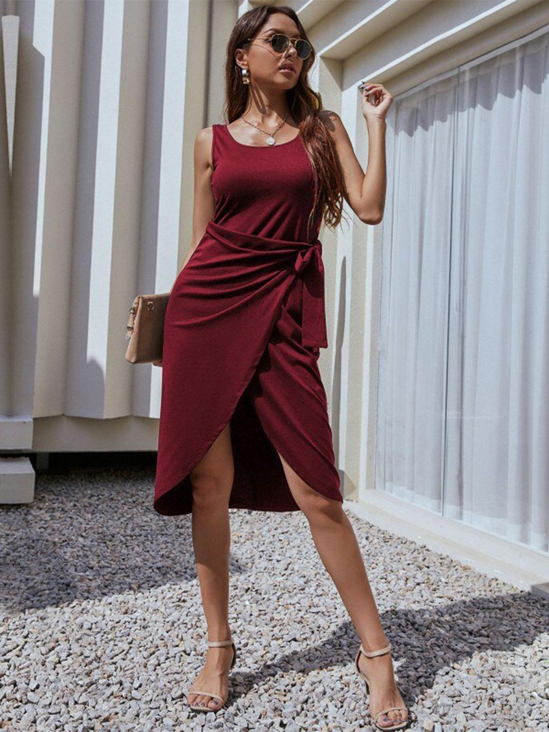 stylecast women maroon wrap dress