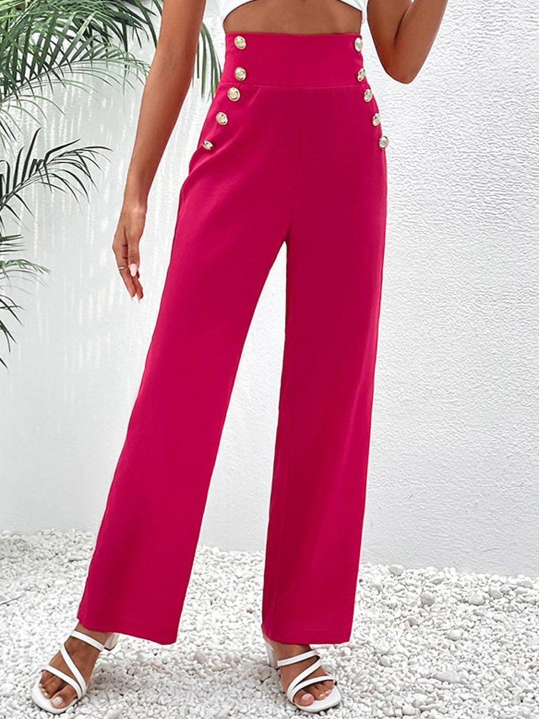 stylecast women pink high-rise easy wash parallel trousers