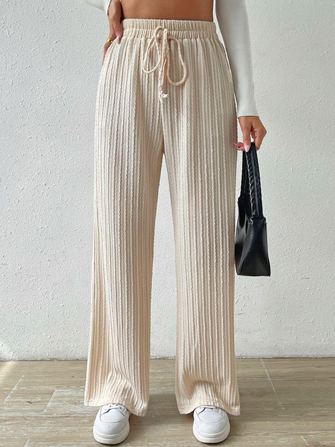 stylecast women striped loose fit easy wash parallel trousers