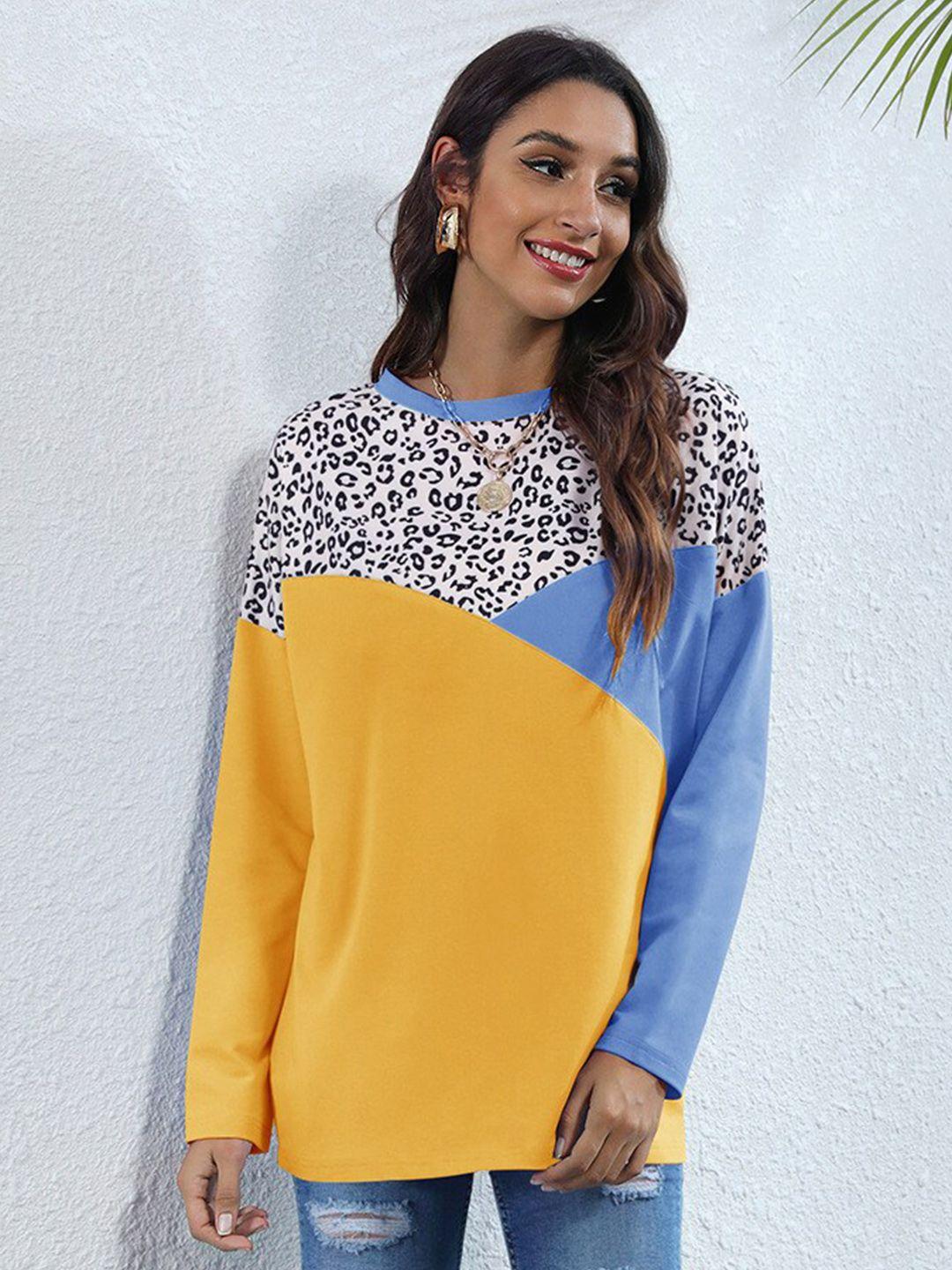 stylecast women yellow printed sweatshirt