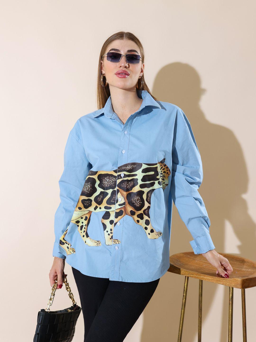 stylecast x hersheinbox boxy graphic printed cotton casual shirt