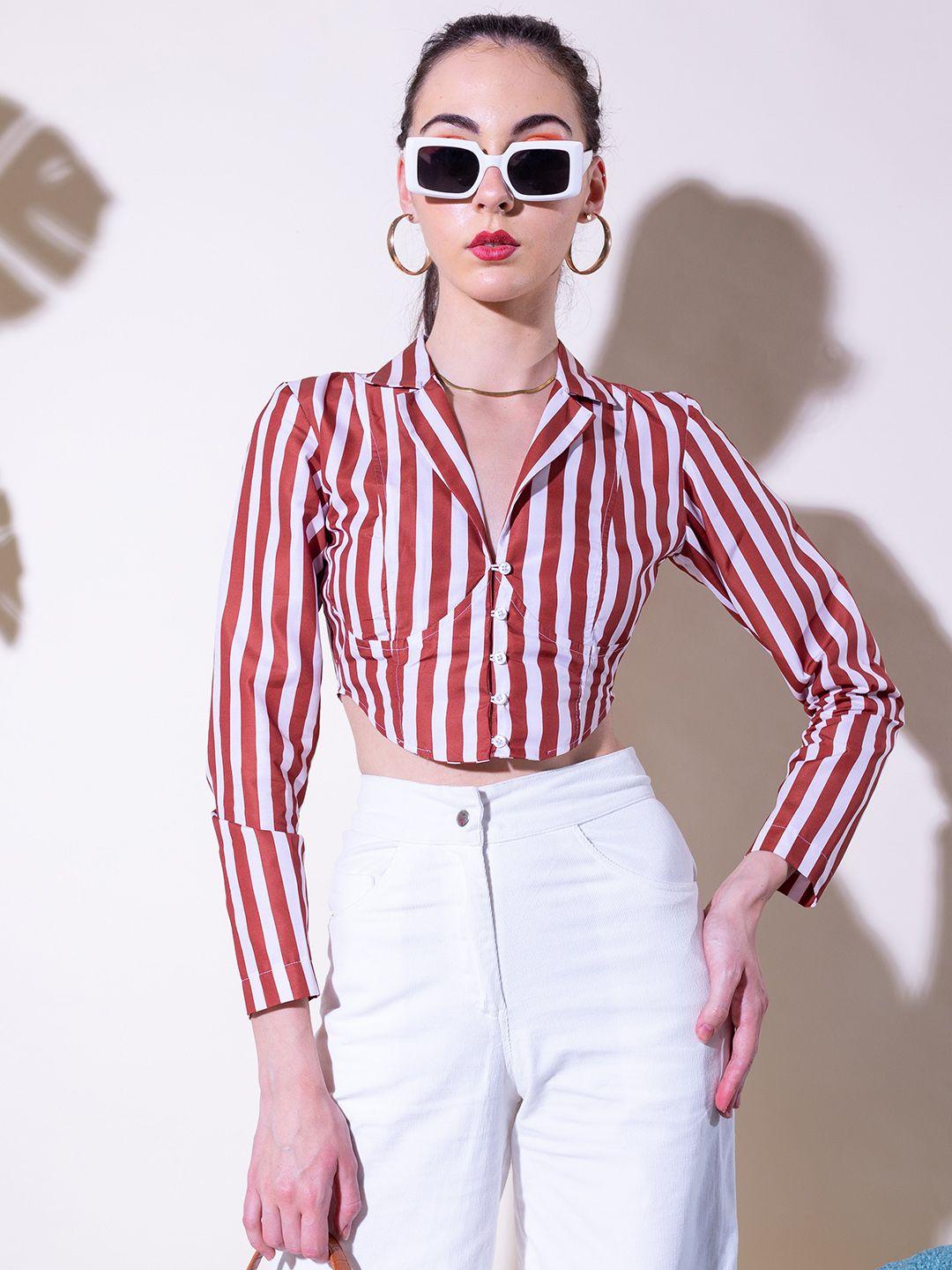 stylecast x hersheinbox cuban collar relaxed cotton striped casual shirt