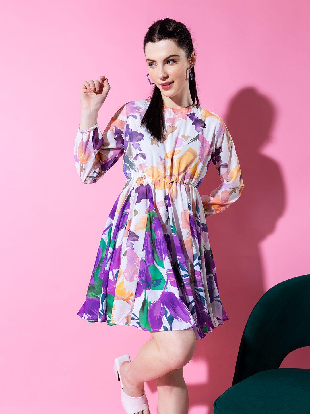 stylecast x hersheinbox floral print puff sleeve fit & flare dress