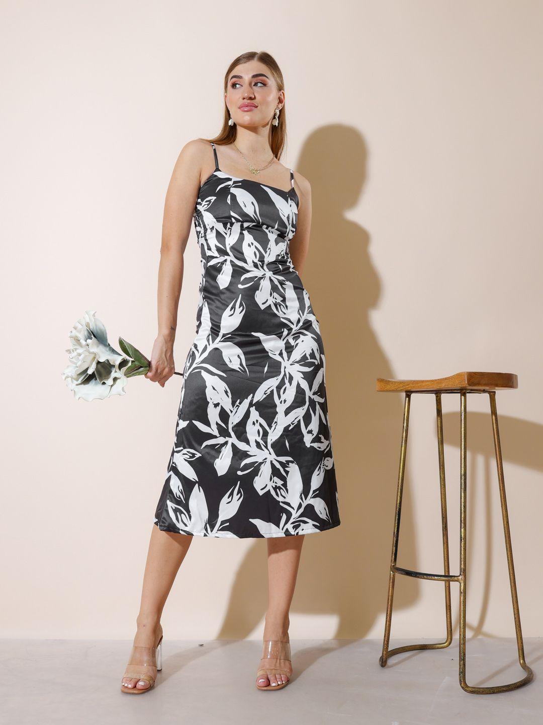stylecast x hersheinbox floral print satin finish a-line midi dress