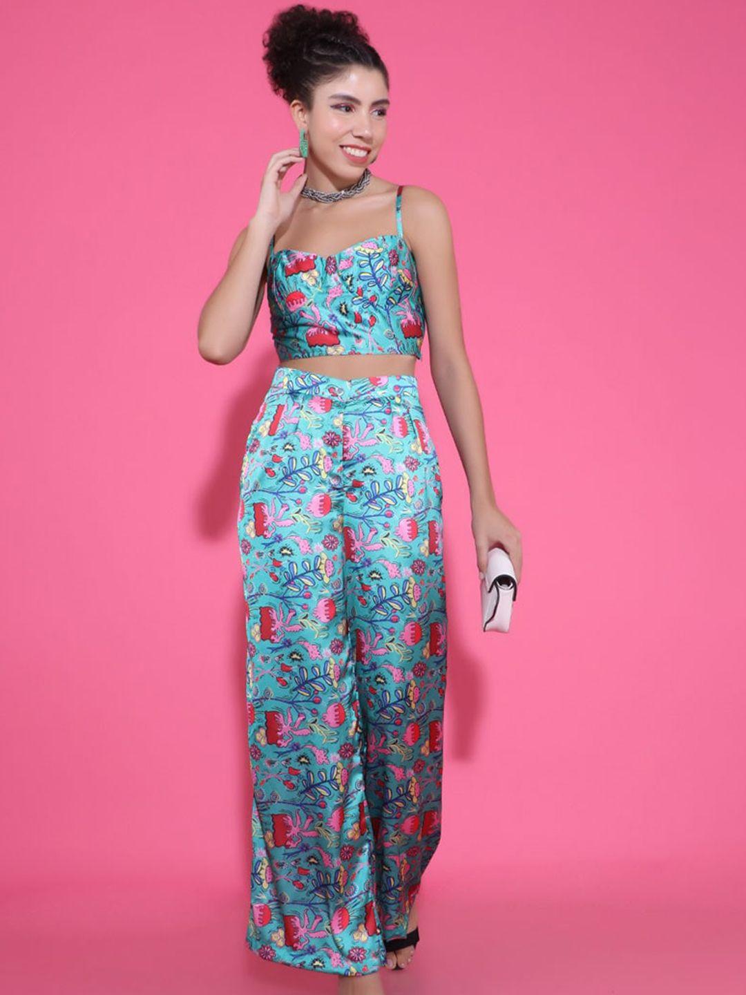 stylecast x hersheinbox floral printed crop top and trousers set