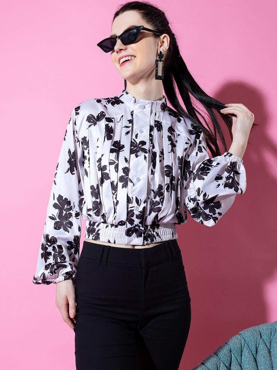 stylecast x hersheinbox floral printed puff sleeves shirt style top