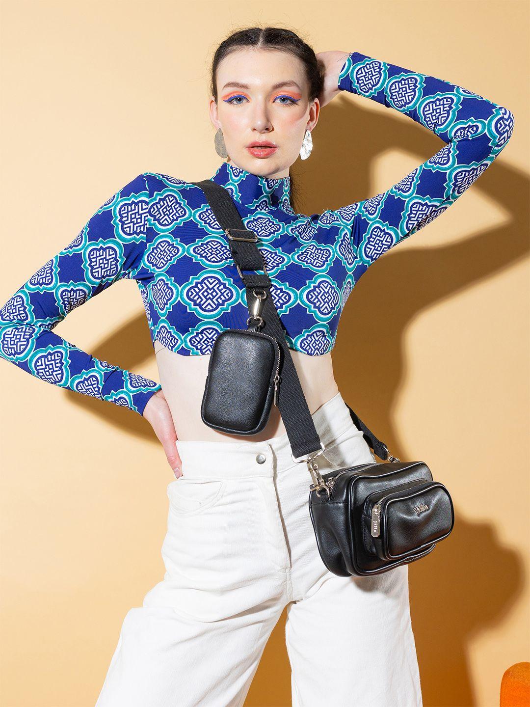 stylecast x hersheinbox geometric print high-neck crop top