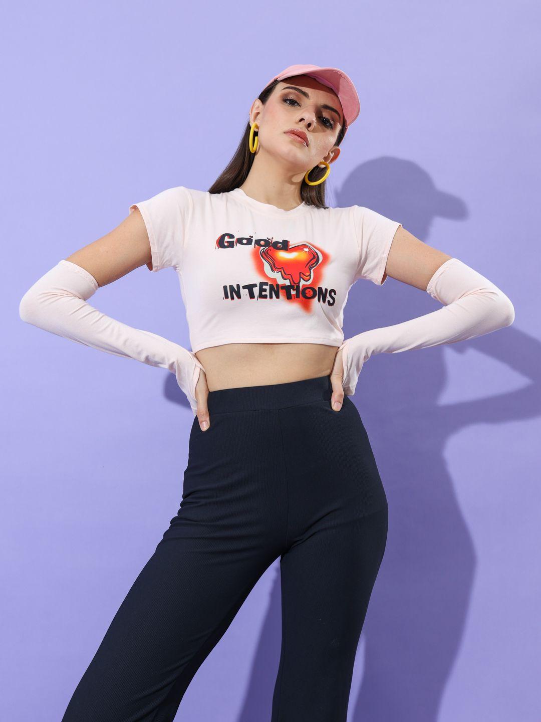 stylecast x hersheinbox graphic print pure cotton crop top