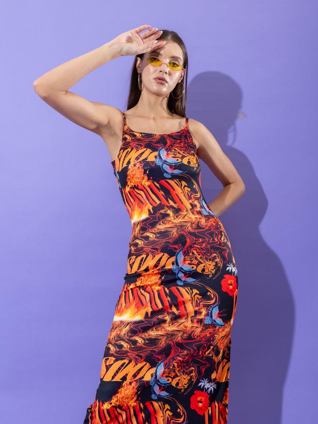 stylecast x hersheinbox graphic printed bodycon midi dress