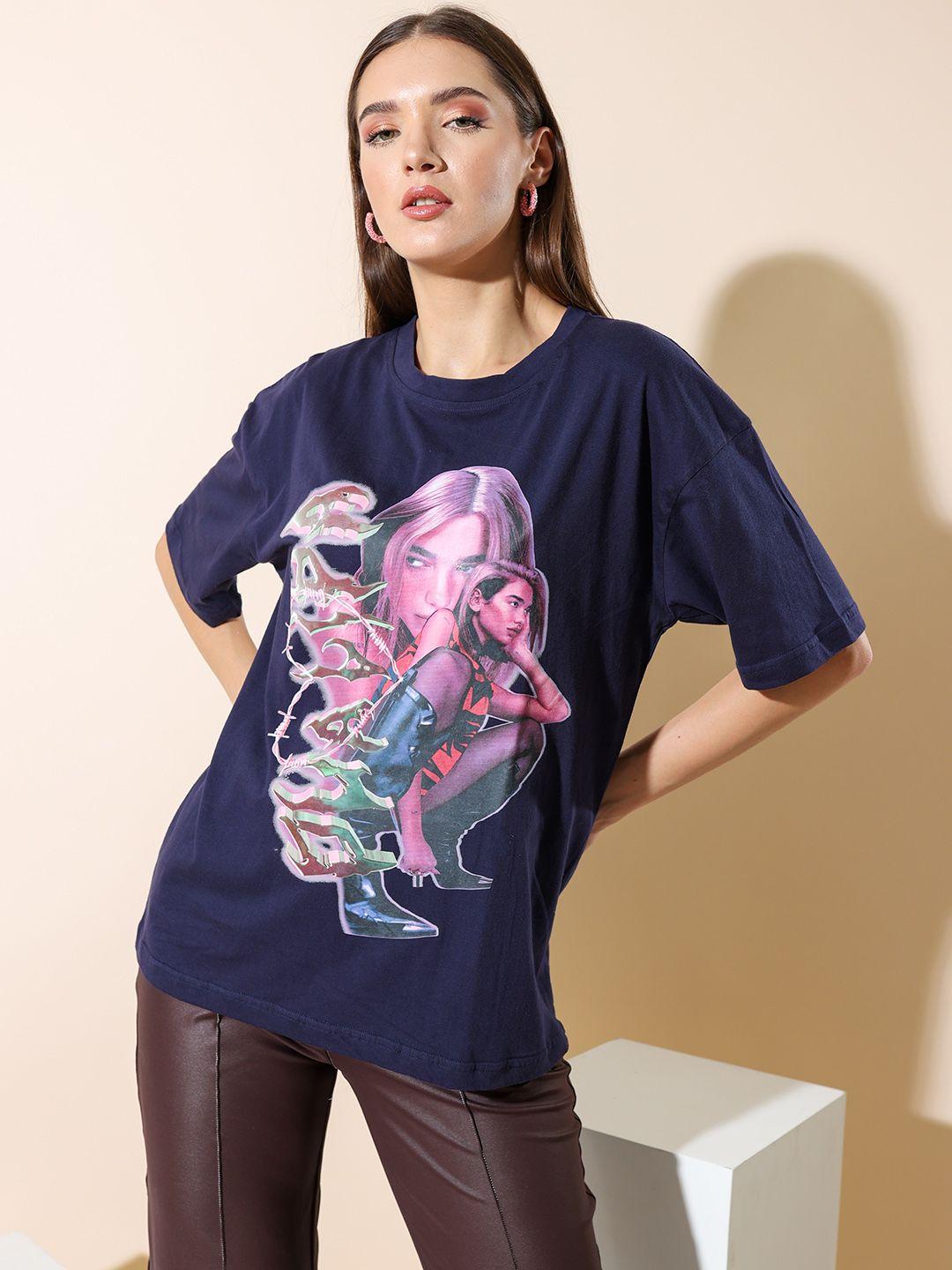 stylecast x hersheinbox graphic printed drop-shoulder sleeves pure cotton t-shirt