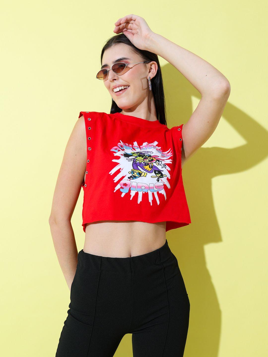 stylecast x hersheinbox graphic printed extended sleeves pure cotton crop top