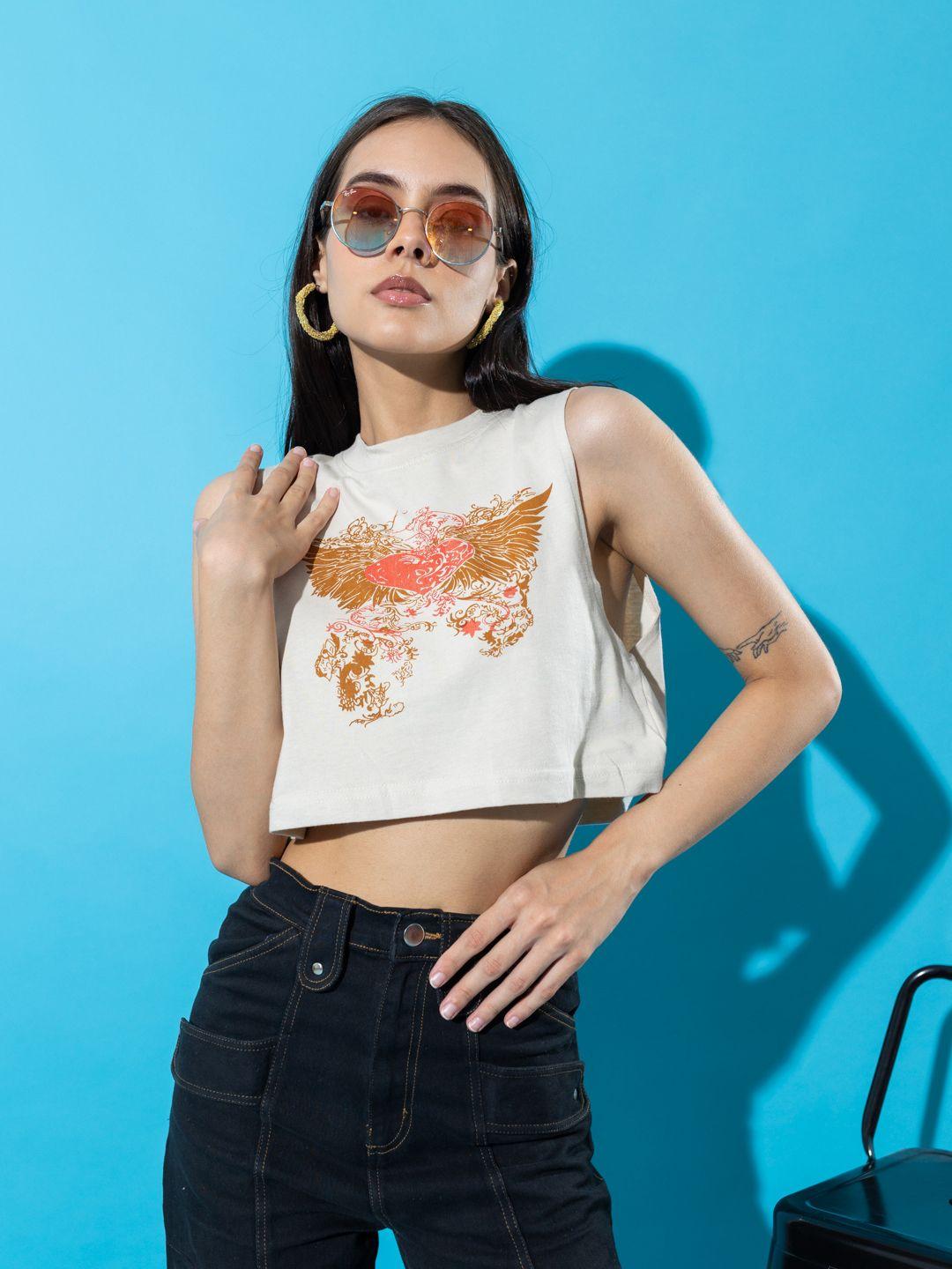 stylecast x hersheinbox graphic printed pure cotton crop t-shirt