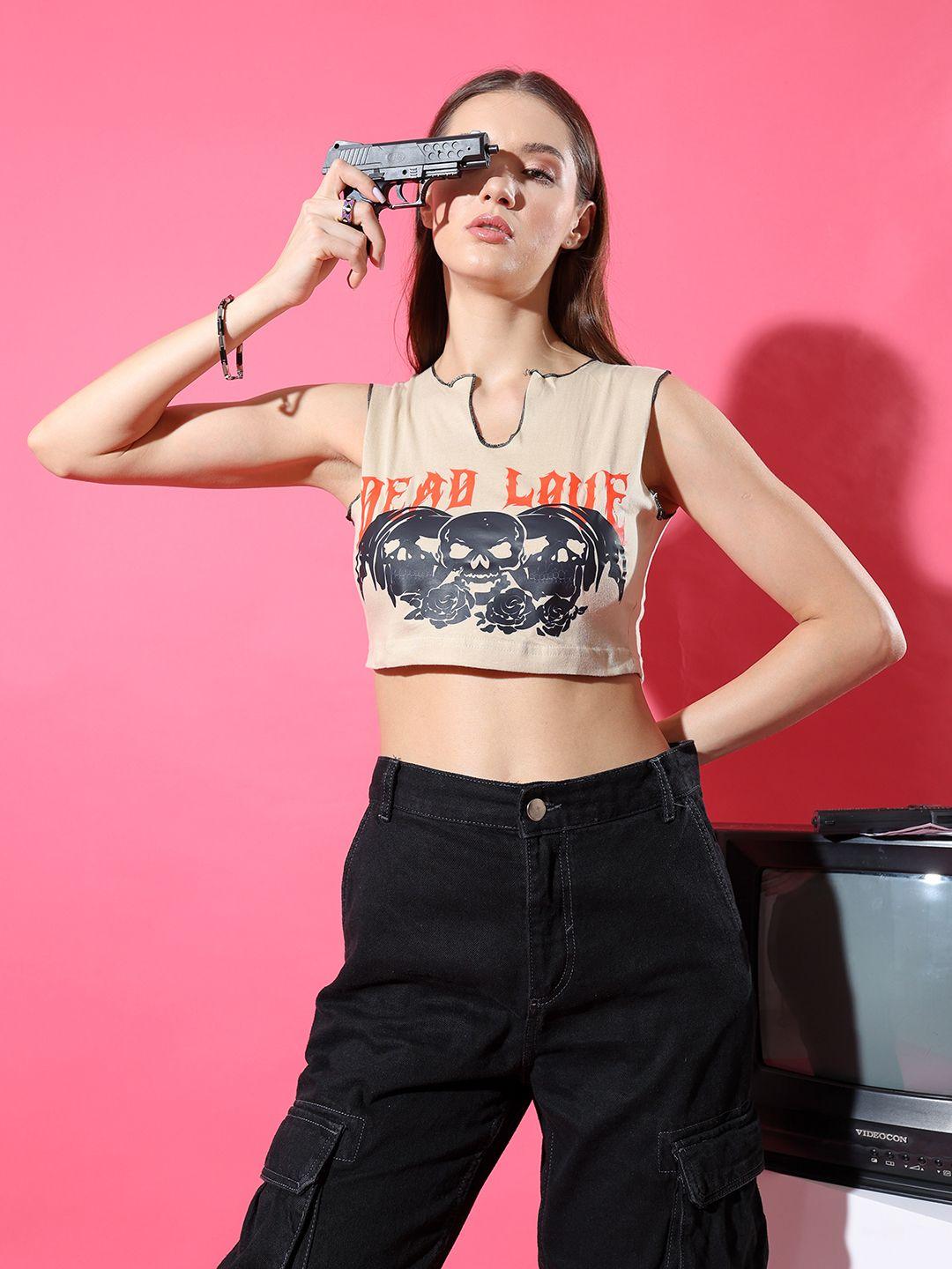 stylecast x hersheinbox graphic printed pure cotton crop top