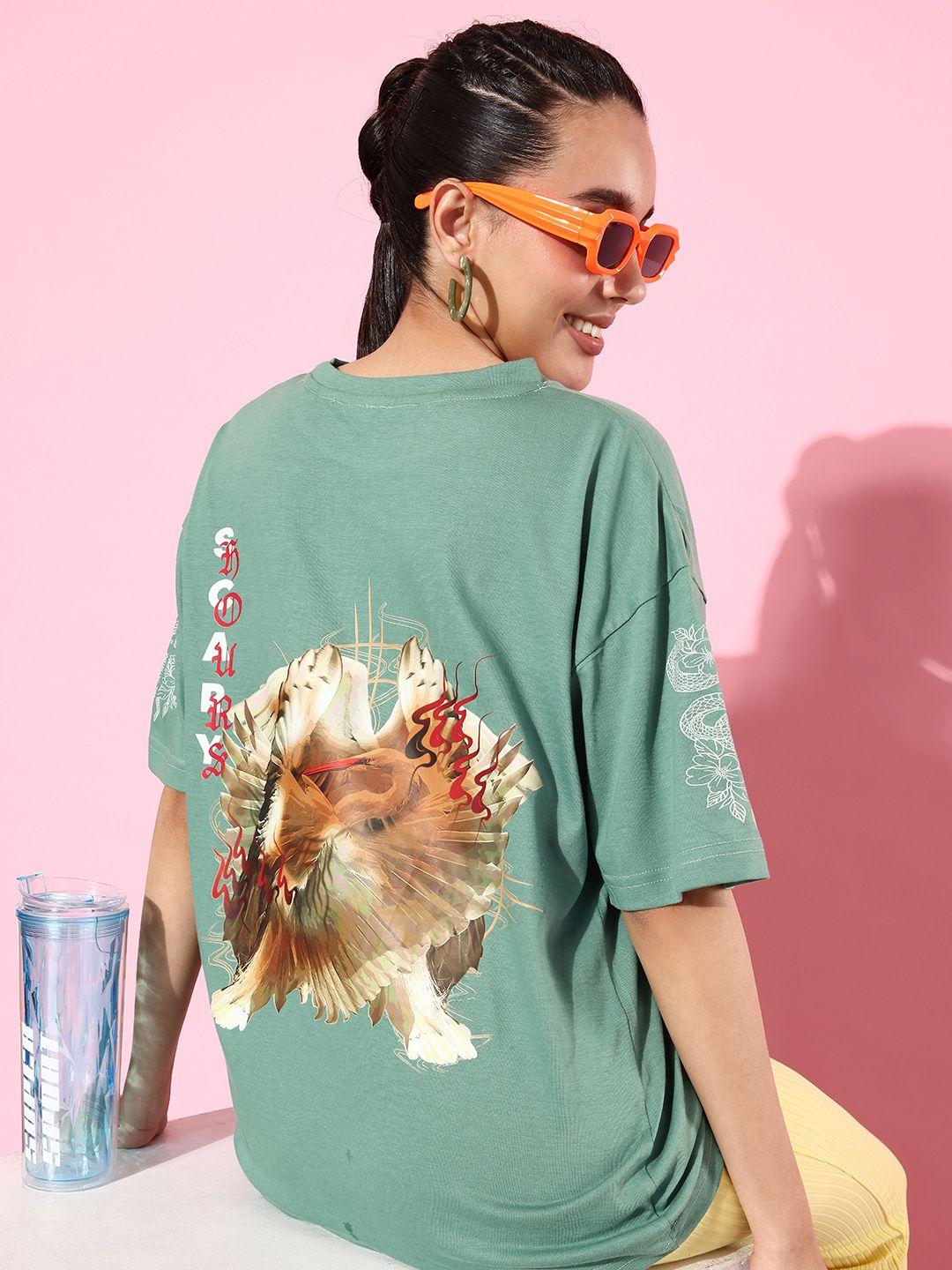 stylecast x hersheinbox graphic printed pure cotton drop-shoulder sleeves t-shirt