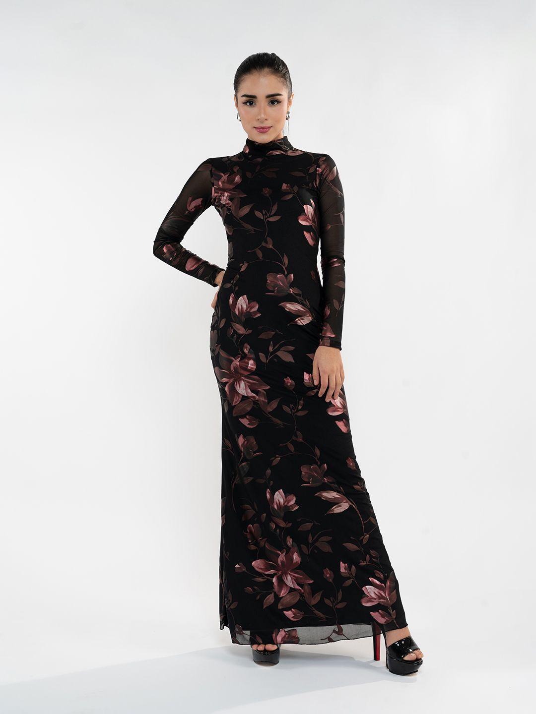 stylecast x hersheinbox high-neck floral print maxi dress