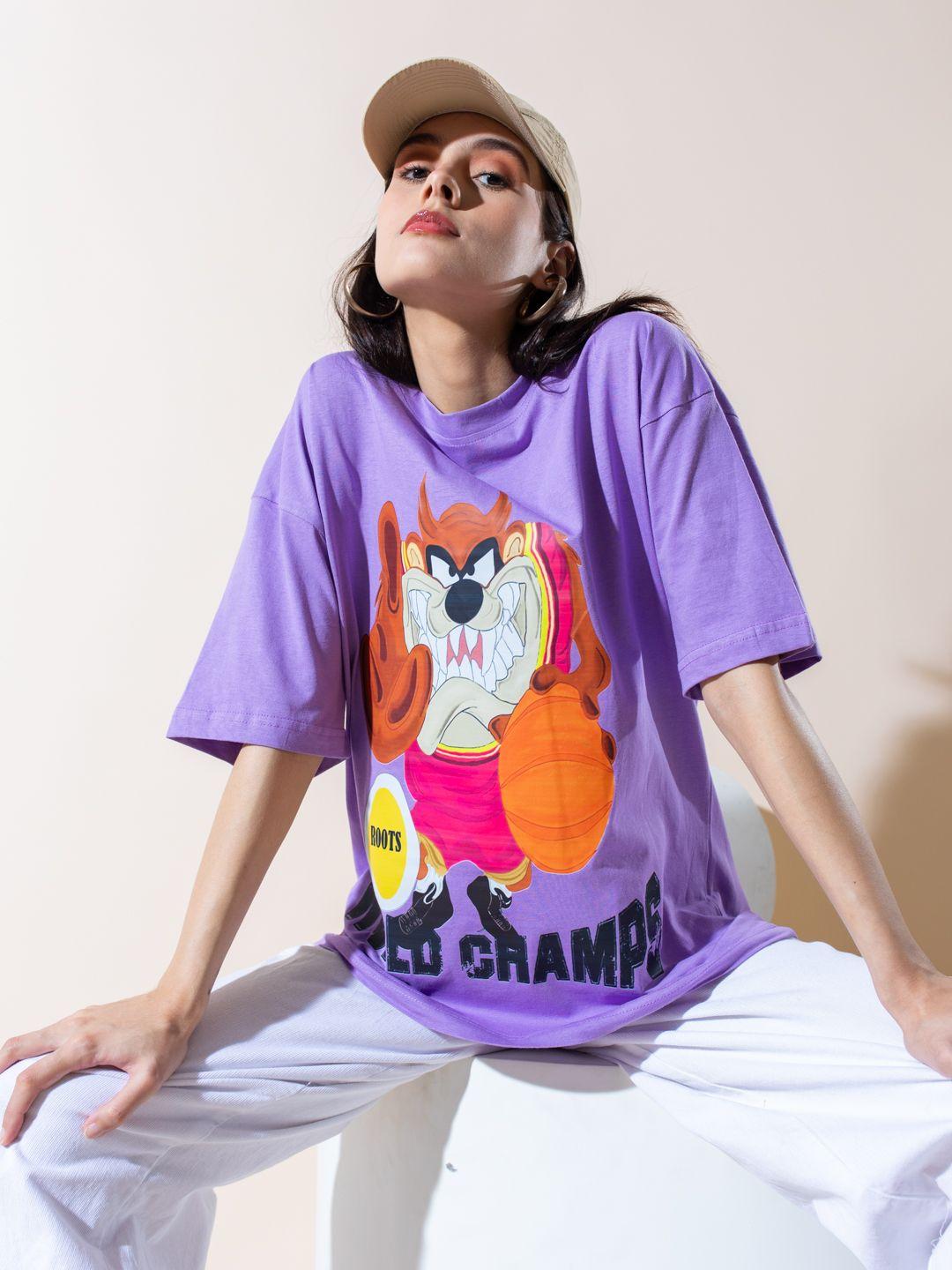 stylecast x hersheinbox looney tunes printed relaxed fit drop-shoulder sleeves t-shirt