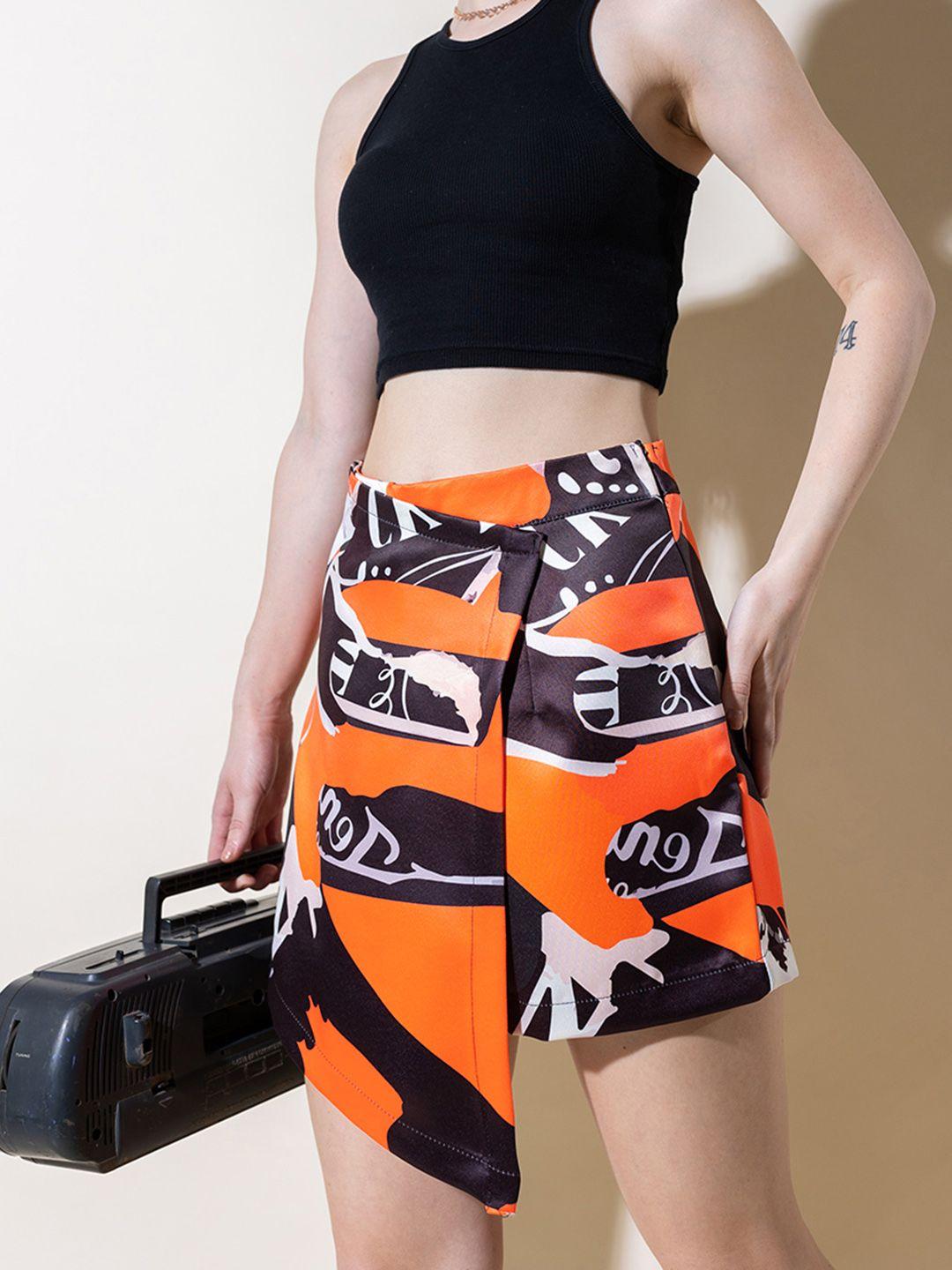 stylecast x hersheinbox printed high-rise skorts with asymmetric hem